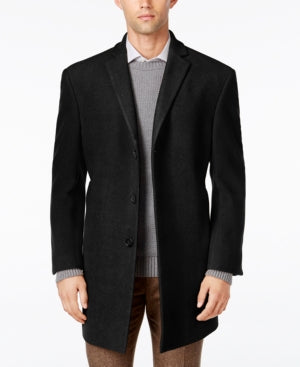 Calvin Klein Mens Slim fit Overcoat Coat 40 R Black Solid