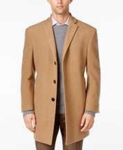 Calvin Klein Mens Wool Prosper Slim Fit Overcoat Coat 40 R Camel Brown