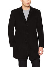 Calvin Klein Mens Prosper Slim Fit Overcoat Coat 36 S Black Wool