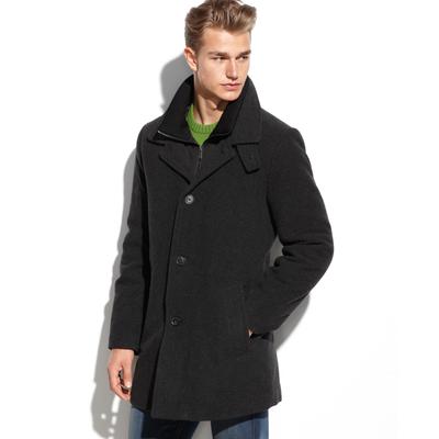 Calvin Klein Mens  fit Overcoat Coat 46 L Black Solid