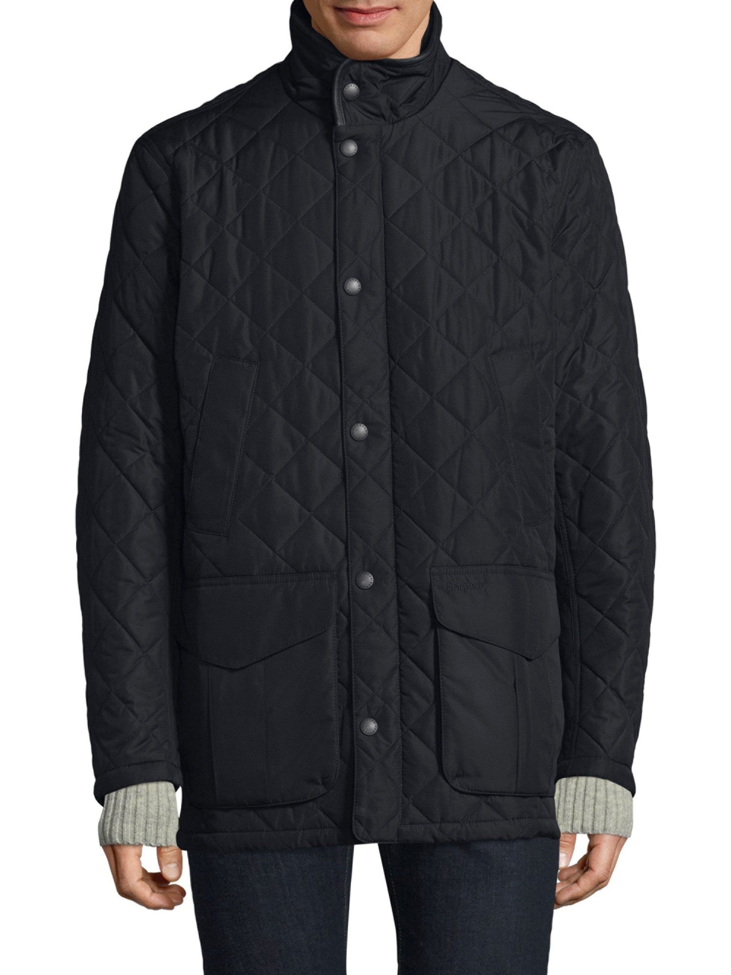 Barbour Devon Mens Quilted Jacket Coat Navy Blue Large