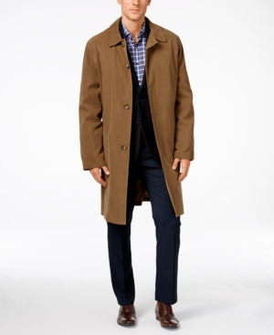 London Fog Mens Khaki Durham Classic Fit Rain Coat Jacket Brown  48