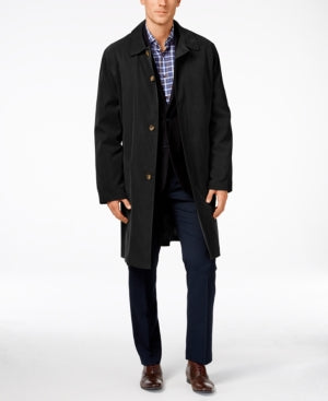 London Fog Mens Durham Classic Fit Raincoat Coat Black 38R