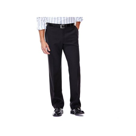 Haggar Mens Classic fit Dress Pants 38 / 34 Black Solid Stretch