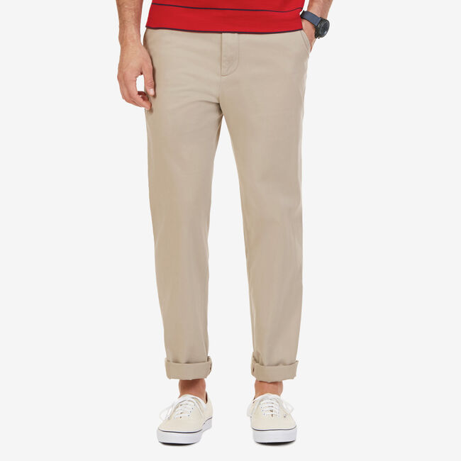Nautica Mens Big & Tall Flat Front Pants Anchor Khaki 42 x 36