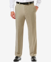 Haggar Mens Classic fit Chinos Pants 40 / 34 Beige Solid Stretch