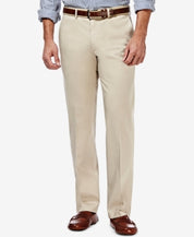 Haggar Mens Straight fit Dress Pants 32 / 32 Beige Solid Stretch