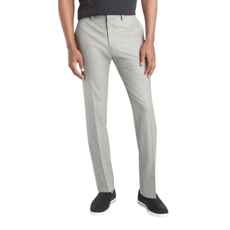Kenneth Cole Mens Slim fit Dress Pants 30 / 30 Light Grey Solid Stretch