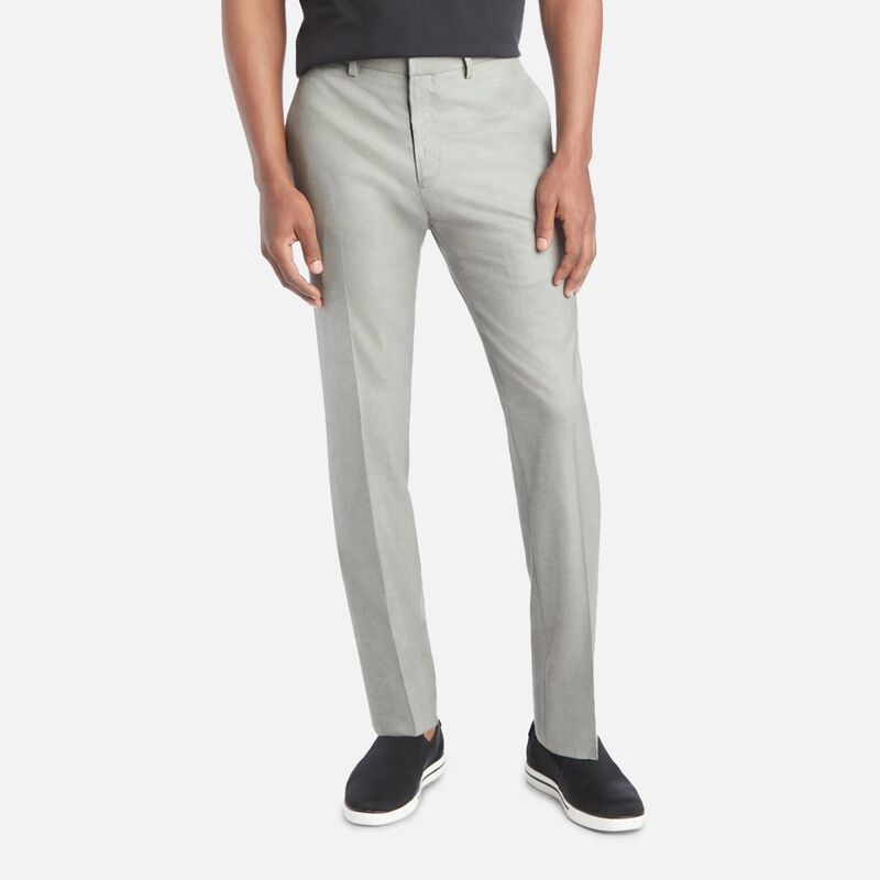 Kenneth Cole Mens Slim fit Dress Pants 34 / 34 Light Grey Solid Stretch