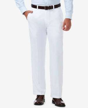 Haggar Mens Classic fit Dress Pants 42 / 29 White Solid