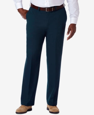 Haggar Mens Classic fit Dress Pants 52 / 30 Navy Blue Solid