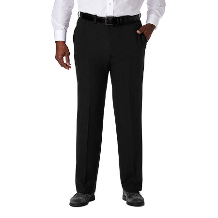 Haggar Mens Regular fit Casual Pants 52 / 32 Black Solid
