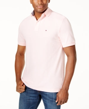 Tommy Hilfiger Men's Custom Fit Ivy Polo Shirt Pebble Pink 3XL