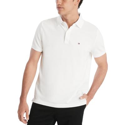Tommy Hilfiger Men's Custom Fit Ivy Polo Short Sleeve Shirt Classic White Medium