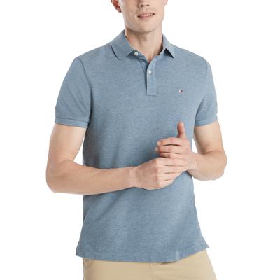 Tommy Hilfiger Men's Customfit Ivy Polo  Medium Chambray Heather Blue 2XL
