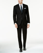 Kenneth Cole Mens Slim fit 2 Piece Suit 40 R / 33 Waist Black Solid Stretch