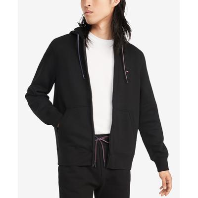 Tommy Hilfiger Men's Plains Drawstring Zip-up Hoodie Medium Deep Knit Black
