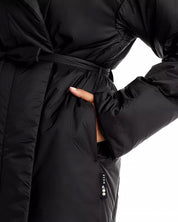 OOF WEAR Belted Puffer Coat Womens Black 40