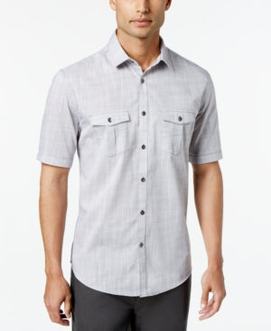 Men's Alfani Light Gray Small Regular Fit Button down Shirt