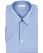 Van Heusen Poplin Solid Short Sleeve Dress Shirt Cameo Blue XL