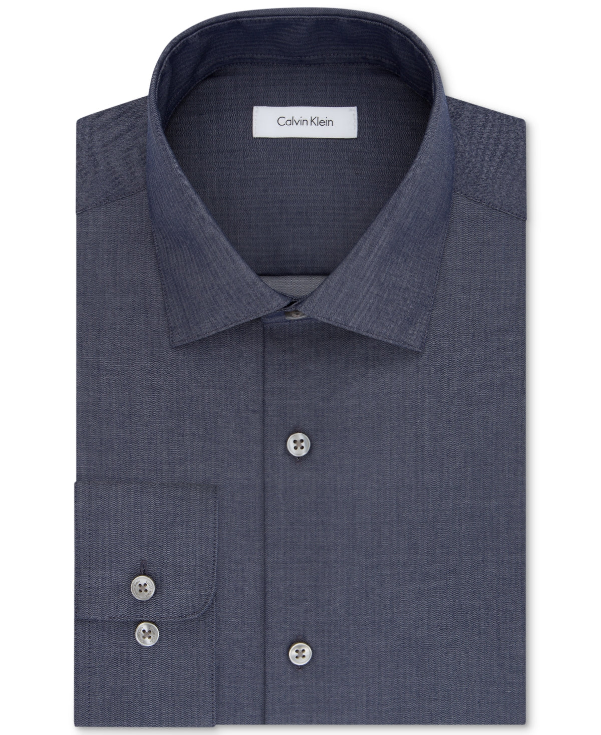 Calvin Klein Mens Classic fit Dress Shirt Medium 15.5 in 34-35 Smokey Blue Solid