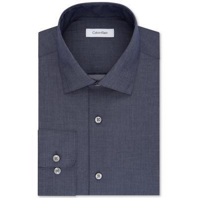 Calvin Klein Mens Regular fit Dress Shirt Large 16 in 32-33 Blue Herringbone