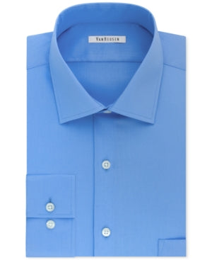 Van Heusen Mens Regular fit Dress Shirt XL 17 in 32-33 Blue Solid