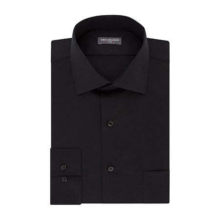 Van Heusen Mens Regular fit Dress Shirt XL 16.5 in 34-35 Black Solid
