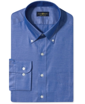 Club Room Mens Regular fit Dress Shirt XL 17 in 34-35 Blue Solid