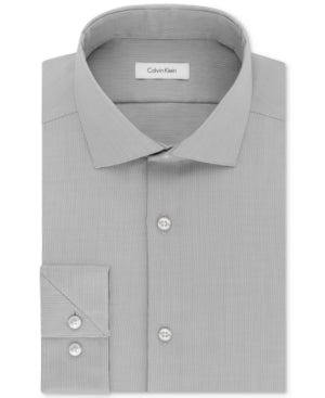 Calvin Klein Mens Slim fit Dress Shirt Large 16 in 32-33 Smokey Grey