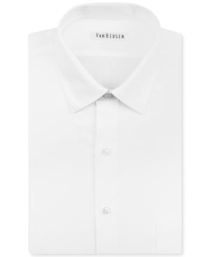 Van Heusen Mens Classic Fit Button Down Dress Shirt Herringbone White 16 36 37