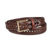 Club Room Mens Leather Braided Belt Gold Belt Buckle Brown 32