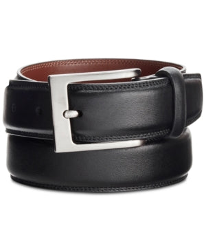 Perry Ellis Mens Black Full Grain Leather Casual Belt 44