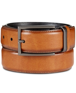 Alfani Men's Reversible Textured Feather Edge Belt Tan Size 34