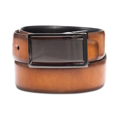 Alfani Men's Reversible Textured Plaque Belt Tan Brown Black 42