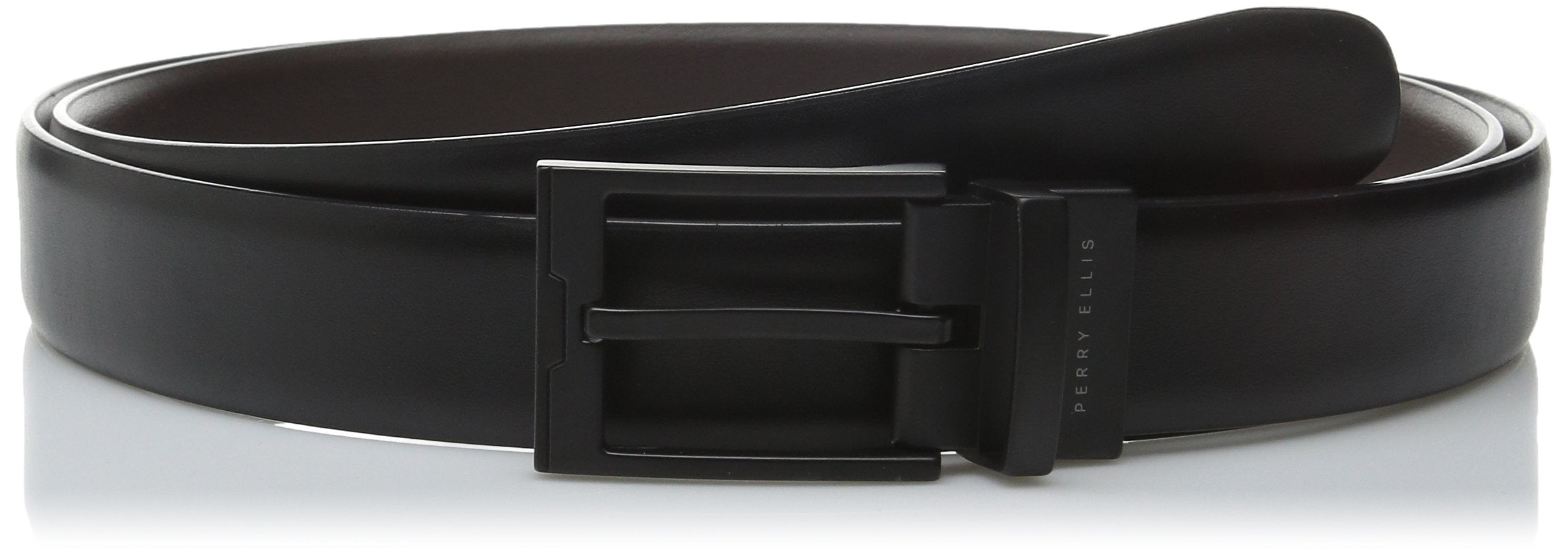 PERRY ELLIS PORTFOLIO Men's Reversible Buckle Leather Belt Black Large 50