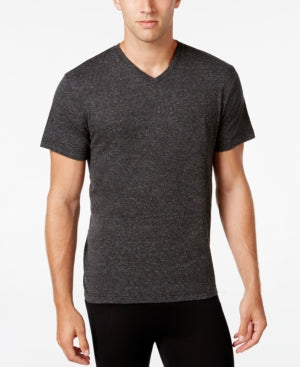 Alfani Men's Short Sleeve V Neck Black Heather Medium