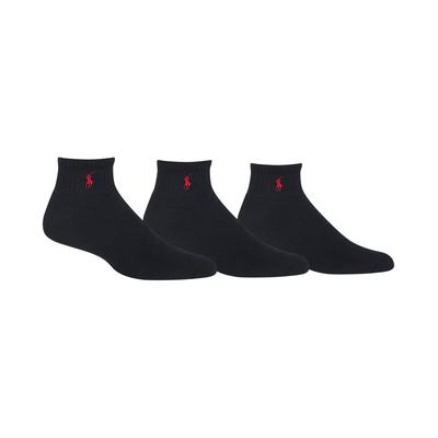 Polo Ralph Lauren Men's 3 Pack Classic Athletic Quarter Socks Black 13 to 16