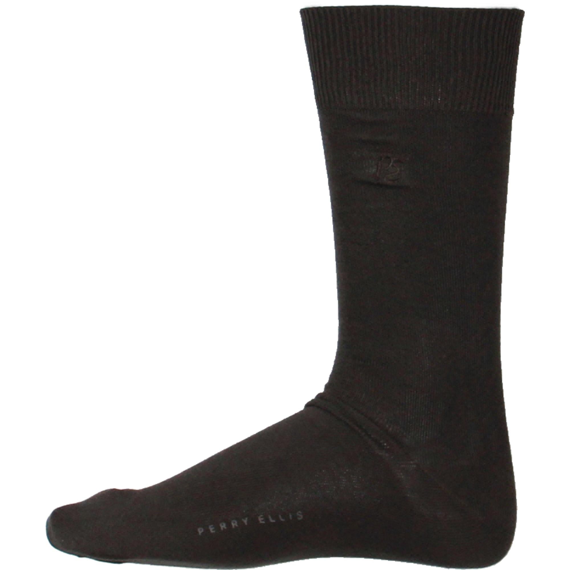 Perry Ellis Portfolio Bamboo Brown Crew Socks One Size