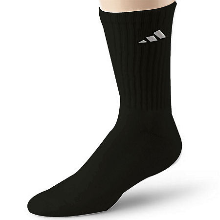 adidas Men's Crew Socks 6 Pack Black 12 - 15
