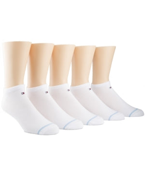 Tommy Hilfiger Men's Flat Knit No Show Liner 5 Pack White