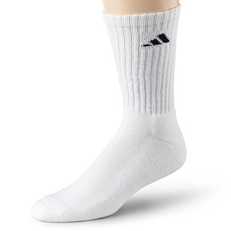 adidas Mens Crew Socks 6Pk White 12-16