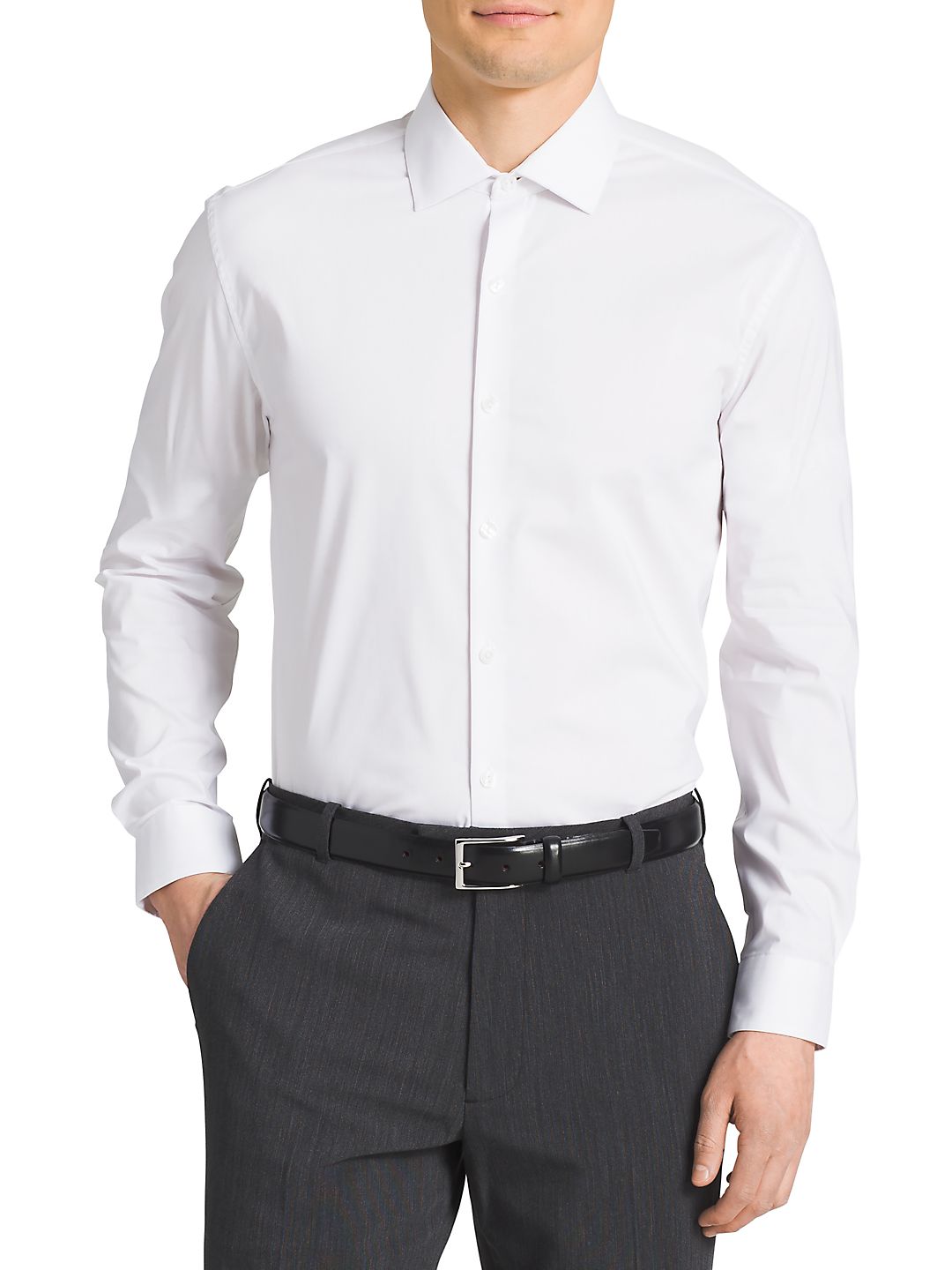 Kenneth Cole Reaction Men's Slim Fit White Button Down Shirt 17 / 32 - 33