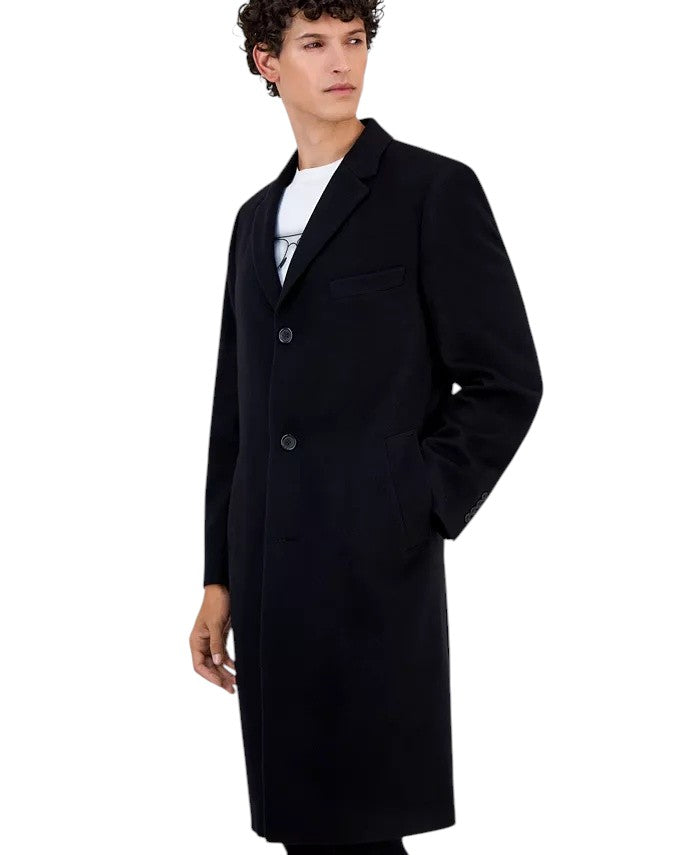 Michael Kors Mens Classic fit PURE CASHMERE Overcoat 42 R Black Solid