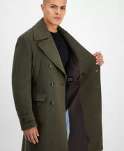 Ted Baker Mens Classic-Fit Twill Wool Overcoat Coat 48R Grey