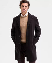 Ted Baker Men's Classic-Fit Houndstooth Check Overcoat Coat 42 S Brown Navy Wool
