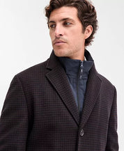 Ted Baker Men's Classic-Fit Houndstooth Check Overcoat Coat 44R Brown Navy Wool