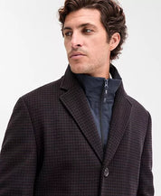Ted Baker Men's Classic-Fit Houndstooth Check Overcoat Coat 42 S Brown Navy Wool