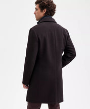 Ted Baker Men's Classic-Fit Houndstooth Check Overcoat Coat 44R Brown Navy Wool