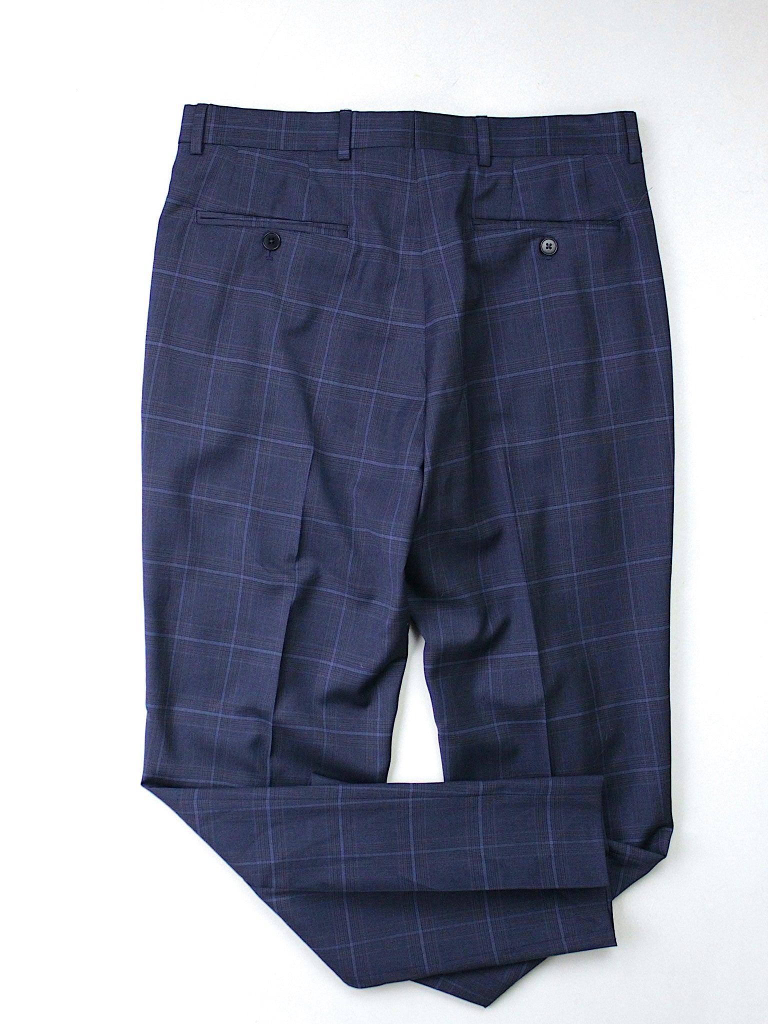 A|X Armani Exchange Men Slim Fit Shadow Plaid Dress Pants Blue 32 X 30
